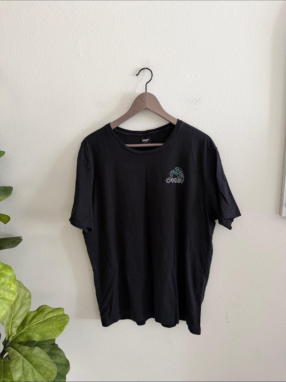 Oakley Black Short-Sleeve Tee with Small Teal Logo